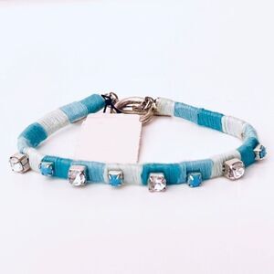 NWT Vintage Y2K Aeropostale Blue White Silver Woven Bling Rhinestone Bracelet